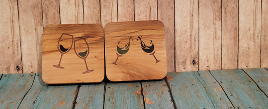 Wine and Splash Glass Coasters - Set of 4